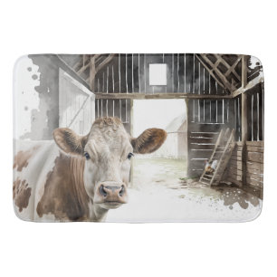 Alfombrilla De Baño Hereford Cow y Rooster en Barn