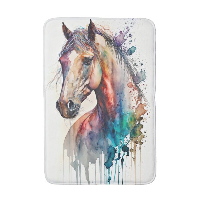 Alfombrilla De Baño Hermosa acuarela Caballo Bath Mat (Frente vertical)