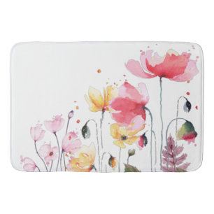 Alfombrilla De Baño Hermosa acuarela jardín florido elegante moda