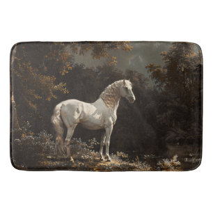 Alfombrilla De Baño Hermosa cosecha de aceite de caballo blanco