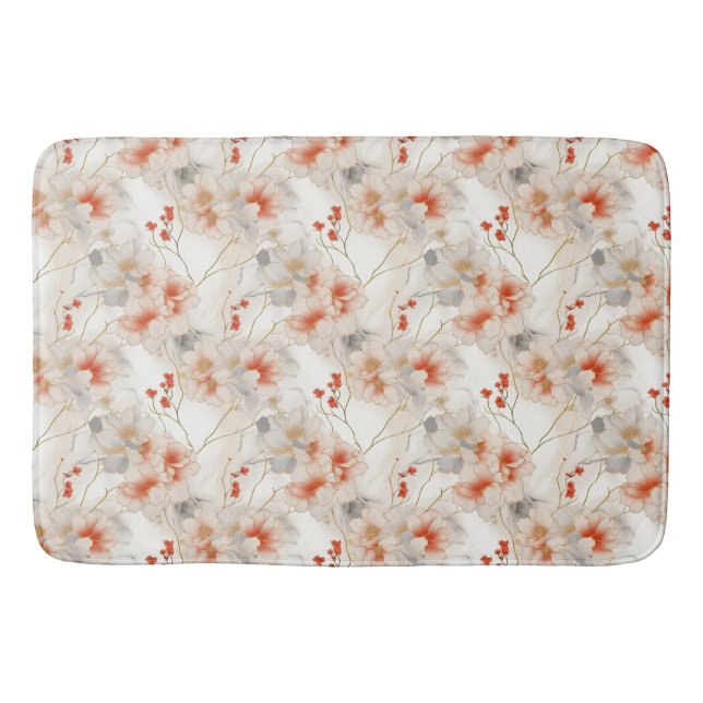 Alfombrilla De Baño Hermosa Feminine Peach Red Floral (Anverso)