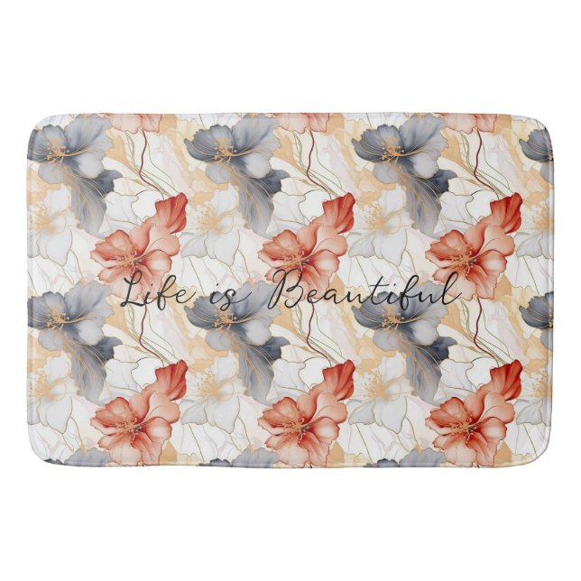 Alfombrilla De Baño Hermosa flor azul y blanca de la pradera femenina (Anverso)