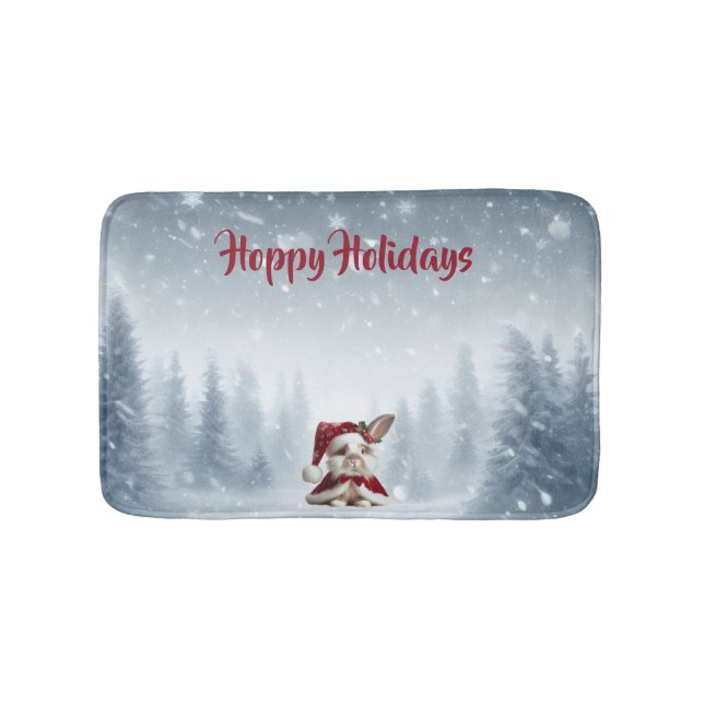 Alfombrilla De Baño Hermosa Navidad de Conejo (Anverso)