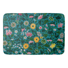 Alfombrilla De Baño Hermosa negrita Floral Boho Azul Verde
