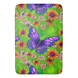 Alfombrilla De Baño Hermosa pradera de mariposa morada