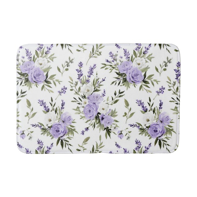 Alfombrilla De Baño Hermosas Flores de Lavanda  (Anverso)