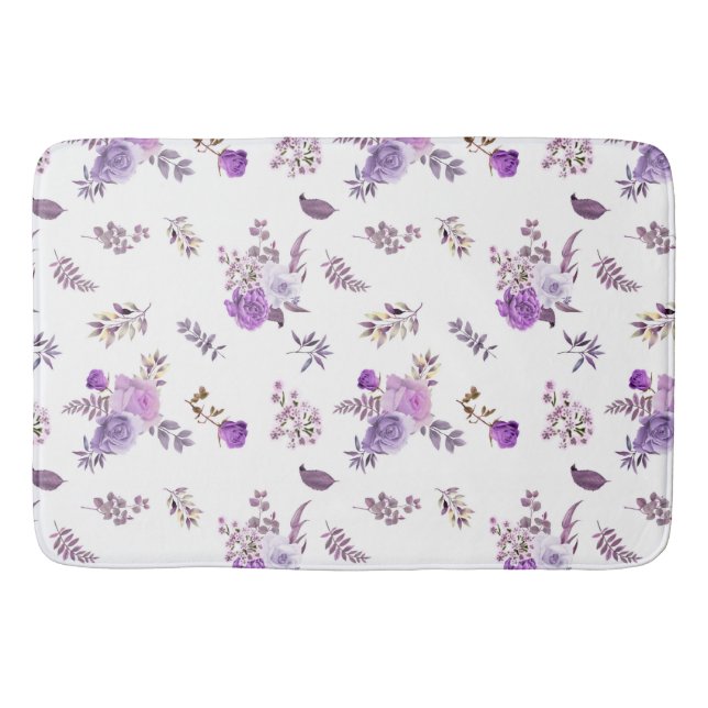 Alfombrilla De Baño Hermosas flores moradas sobre (Anverso)