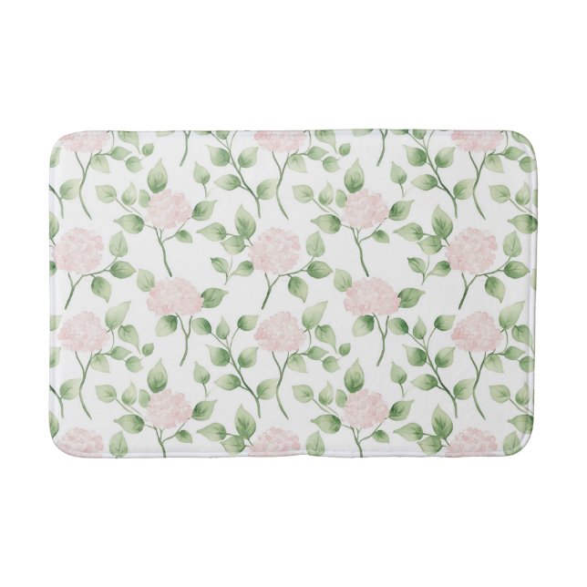 Alfombrilla De Baño Hermosas Flores Rosadas Hojas Verdes   (Anverso)