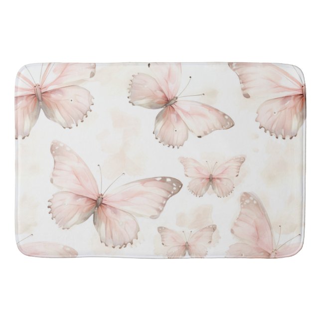 Alfombrilla De Baño Hermosas Mariposas Rosadas   (Anverso)