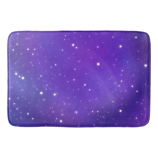 Alfombrilla De Baño Hermoso arte de galaxia Purple Starry Sky (Anverso)