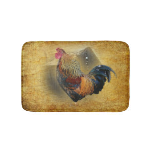 Alfombrilla De Baño Hermoso gallo y rústico gallinero