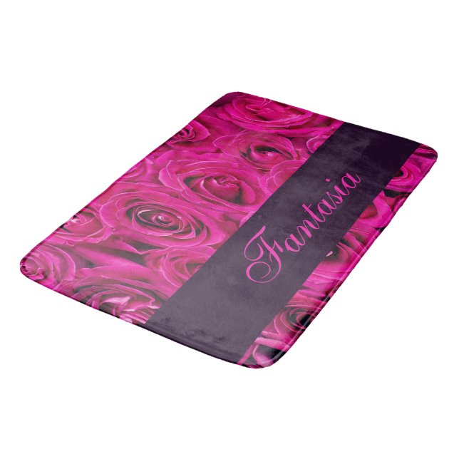 Alfombrilla De Baño Hermoso monograma de rosas rosas rosas rosas (Angular)