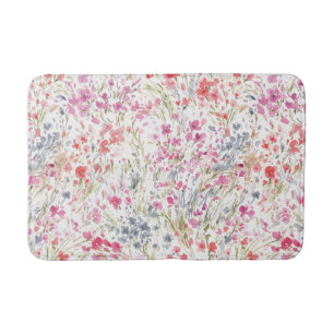 Alfombrilla De Baño Hermoso patrón de acuarela de flores silvestres