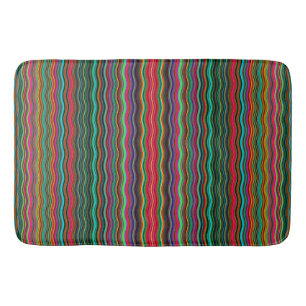 Alfombrilla De Baño Hermoso patrón de franja ondulada y colorida