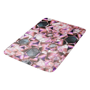 Alfombrilla De Baño Hexagones rodeados de formas petales rosadas