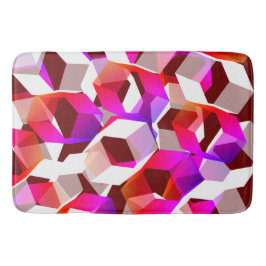 Alfombrilla De Baño hexágonos rosados y más colores, fondo rojo oscuro