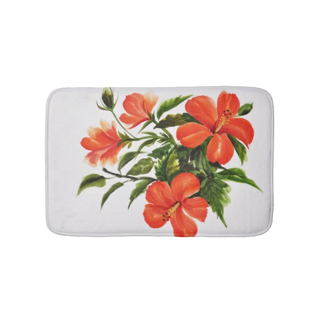 Alfombrilla De Baño Hibisco rojo caliente (Anverso)