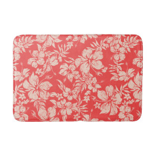 Alfombrilla De Baño Hibiscus Pareau Molesto Floral hawaiano- Rojo