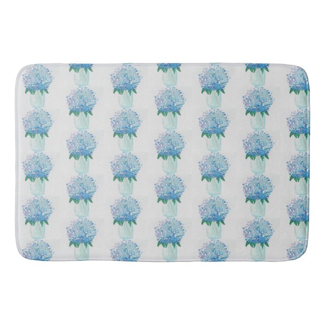Alfombrilla De Baño Hidrangea azul y púrpura (Anverso)