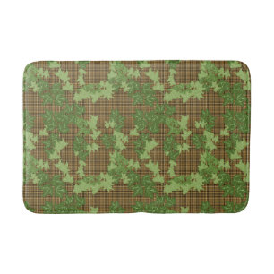 Alfombrilla De Baño Hiedra verde sobre placa dorada marrón