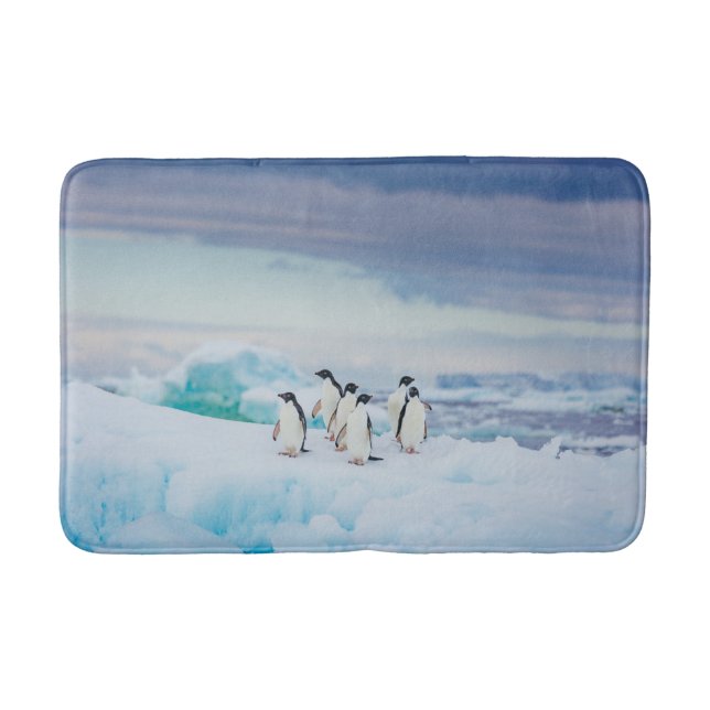 Alfombrilla De Baño Hielo y nieve | Adelie Penguins Antártida (Anverso)