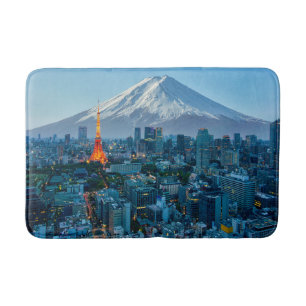 Alfombrilla De Baño Hielo y nieve Línea Skyline Mt. Fuji y Tokio