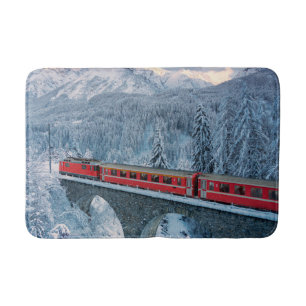 Alfombrilla De Baño Hielo y nieve   Red Bernina Express Train Suiza