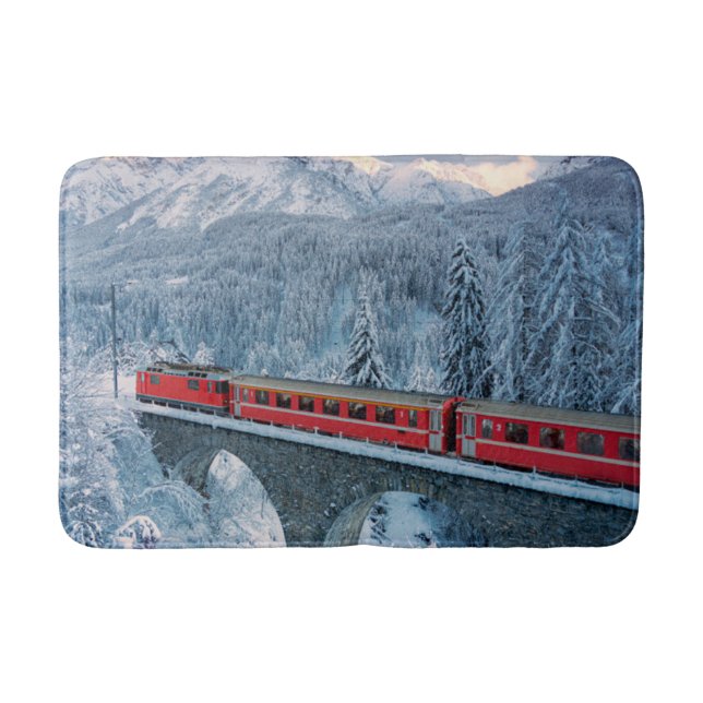 Alfombrilla De Baño Hielo y nieve | Red Bernina Express Train Suiza (Anverso)