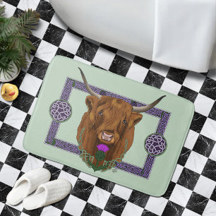 Alfombrilla De Baño Highland Scottish Cow Purple Celtic Knot Work