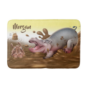Alfombrilla De Baño Hipopótamos fangosos medios de la estera de baño