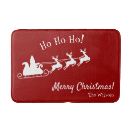 Alfombrilla De Baño Ho Ho Ho Ho Feliz Navidad con Santa, Bath Mat rojo