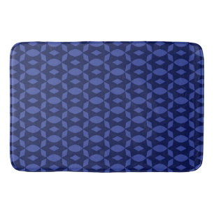 Alfombrilla De Baño Hogar con Patrón Retro de Dos Tonos Azul Marino
