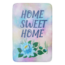 Alfombrilla De Baño Hogar Sweet Home Colorful Watercolor Floral Textos