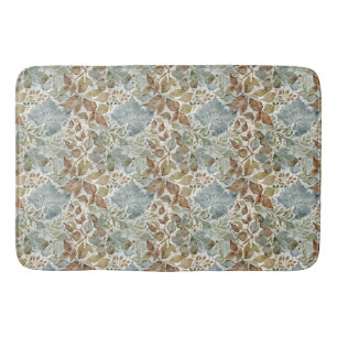 Alfombrilla De Baño Hoja Botánica Azul y Marrón Dusty