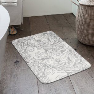 Alfombrilla De Baño Hoja de acanto barroca gris