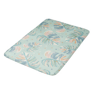 Alfombrilla De Baño Hoja de Monstera - Turquesa, Verde, Coral, Mostaza