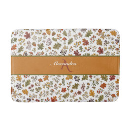 Alfombrilla De Baño Hoja floral de bosque de otoño Hongo Nombre person