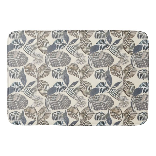 Alfombrilla De Baño Hoja Gris Botánica Abstract Bath Mat (Anverso)