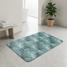 Alfombrilla De Baño Hoja Tropical Acuarela Verde Turquesa