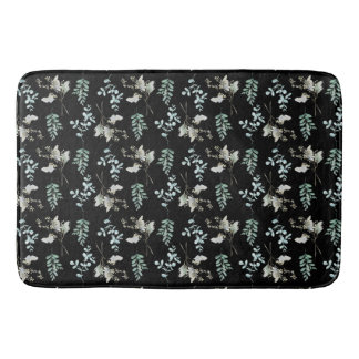 Alfombrilla De Baño Hojas botánicas verdes y negras