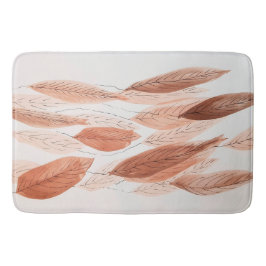 Alfombrilla De Baño Hojas de Acuarela Marrón Terracota Beige Gris