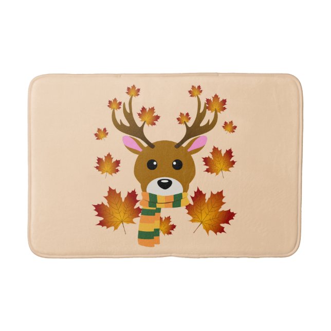 Alfombrilla De Baño Hojas de arce de ciervo de otoño (Anverso)