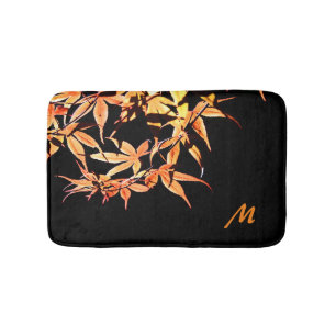 Alfombrilla De Baño Hojas de arce en el otoño Monograma Mat