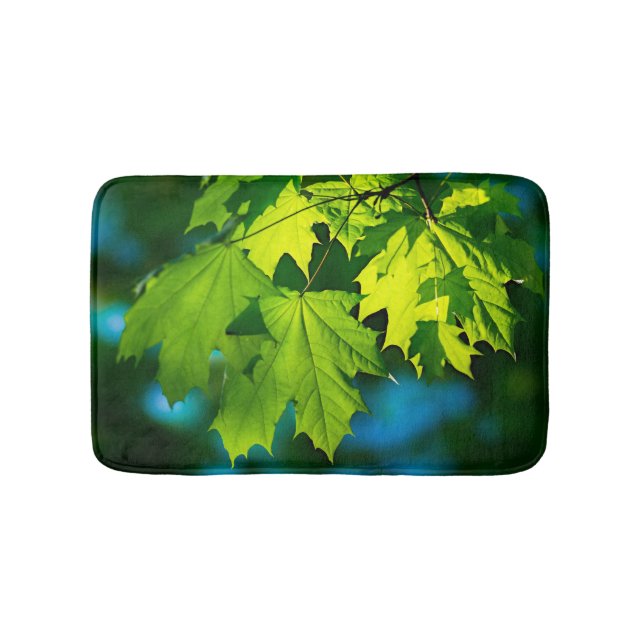 Alfombrilla De Baño Hojas de arce verde fresco (Anverso)