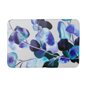 Alfombrilla De Baño Hojas de eucalipto de color agua