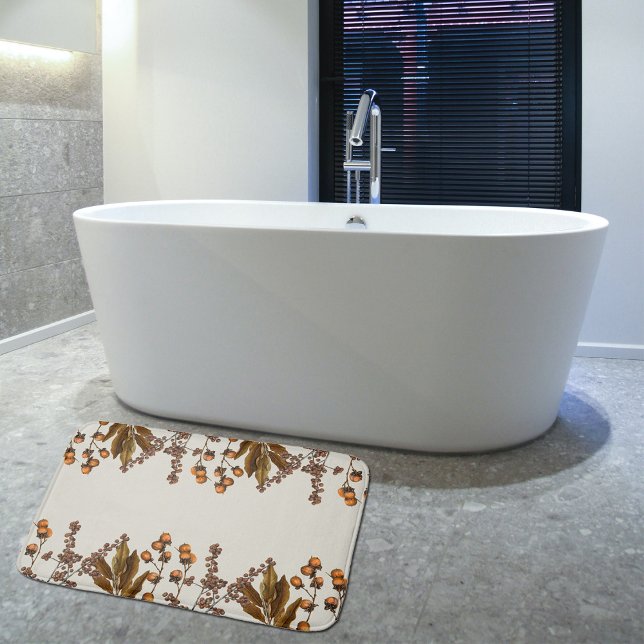 Alfombrilla De Baño Hojas de follaje de acuarela de otoño (Autumn Fall Watercolor Foliage Leaves Bath Mat)