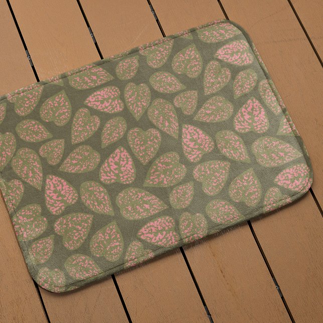 Alfombrilla De Baño Hojas de la planta de polka verde y rosa sabrosas (Subido por el creador)