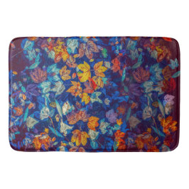 Alfombrilla De Baño Hojas De Maíz Coloridas De Otoño Flotando En El Ag