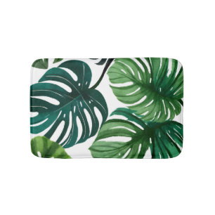 Alfombrilla De Baño Hojas de Monstera Verde Moderno Botánico