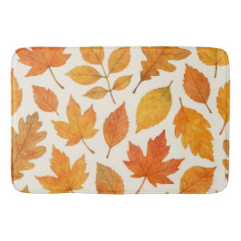 Alfombrilla De Baño Hojas de otoño en temporada de otoño blanca